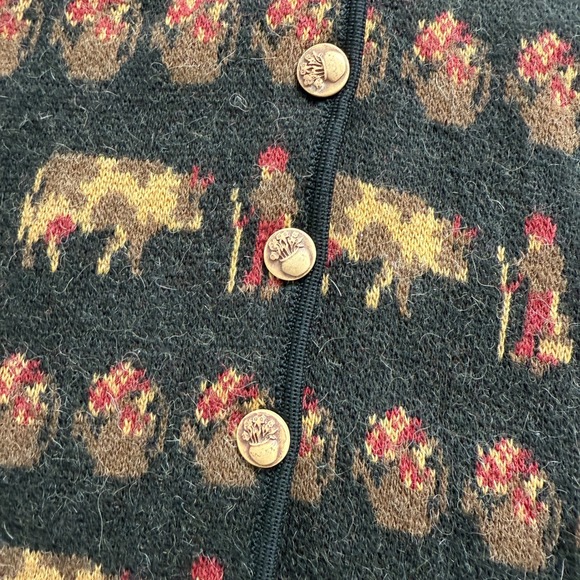 Vitabella of Norway vtg black wool farm animal‎ cardigan sweater - Picture 3 of 5